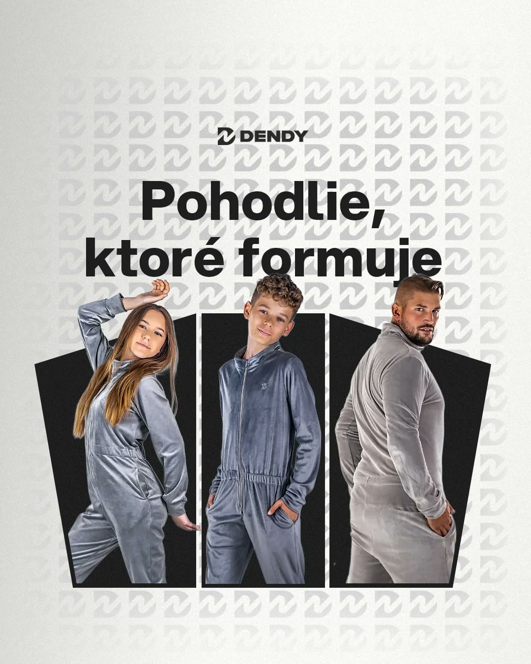Rovnaká šablóna v sivej farbe a so vzorom značky v pozadí.