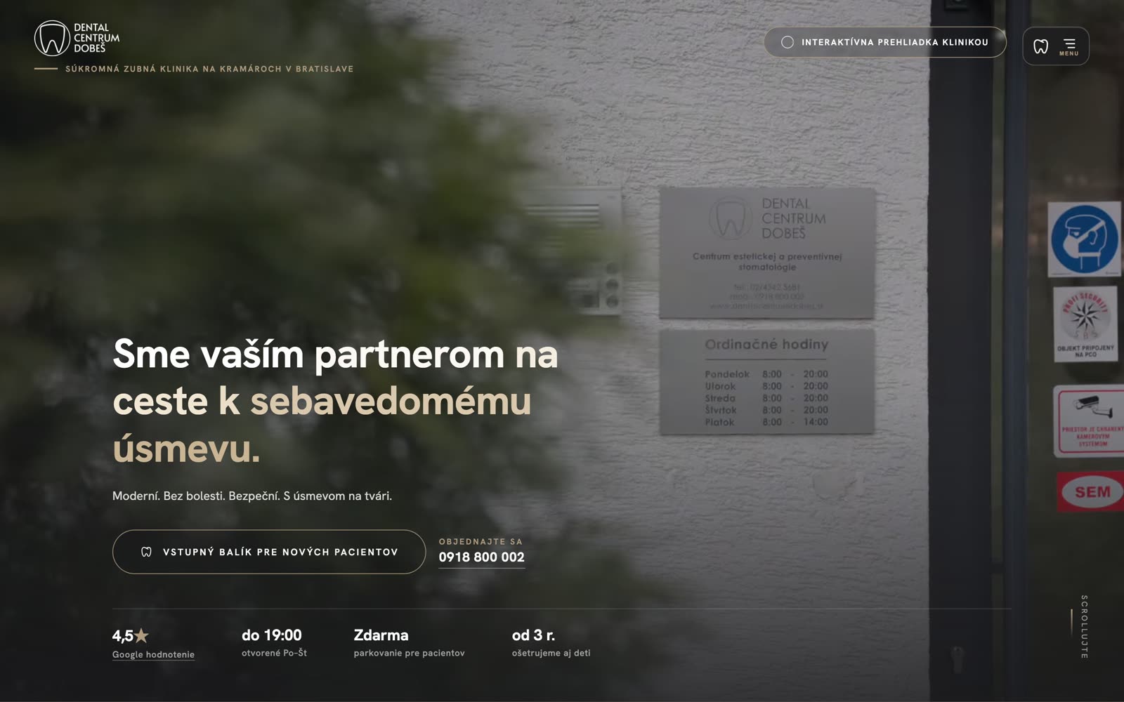 Dental Centrum Dobeš: úvod webu