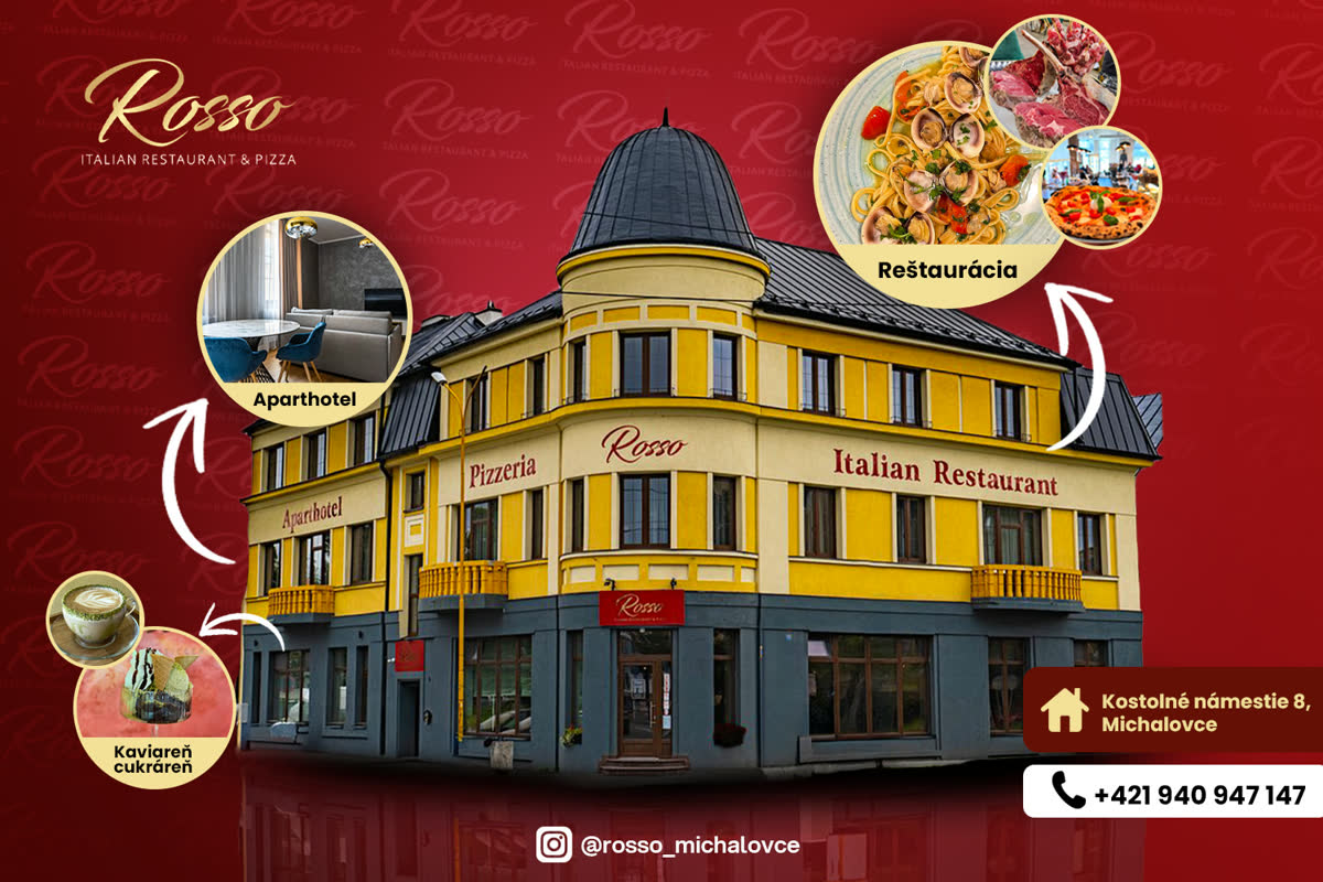 Rosso: Billboard pre reštauráciu, aparthotel a kaviareň